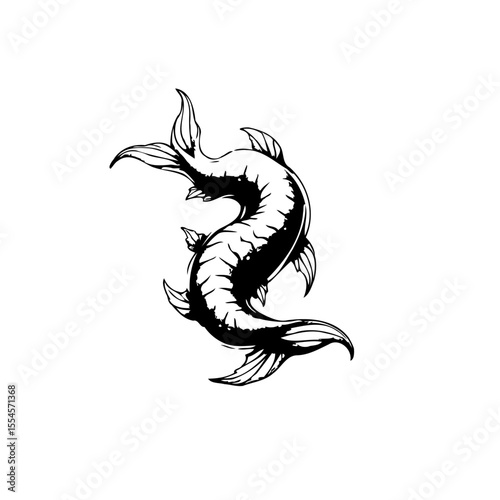 Elegant black and white koi fish illustration symbolizing perseverance strength and good fortune in japanese culture