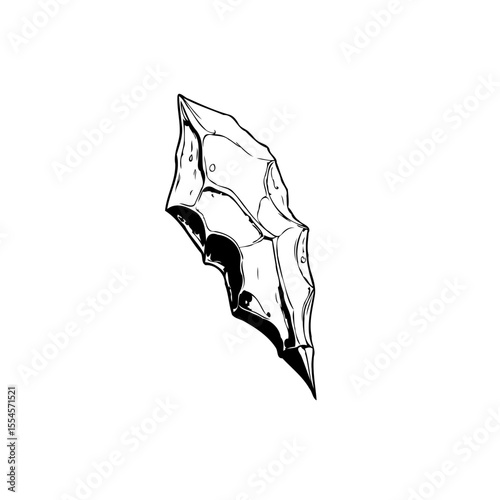Abstract sharp crystal form isolated illustration showcasing a minimalistic line art design against plain backdrop creating contrast