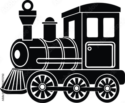 Silhouette of a toy train engine