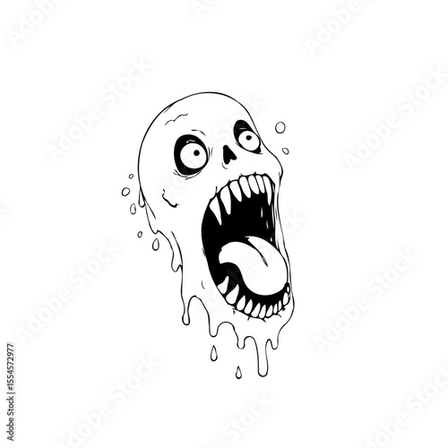 Spooky skeleton vector illustration with dripping design perfect for halloween themed decorations and designs this year