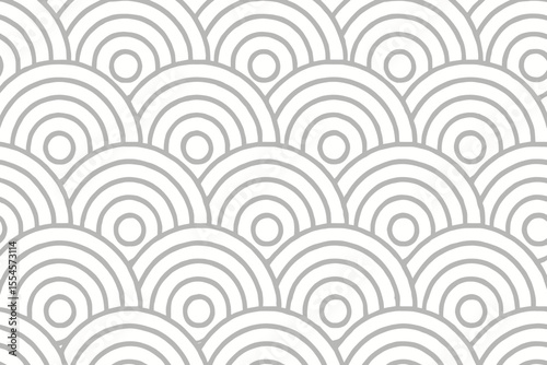 Abstract minimal monochrome seamless repeating geometric pattern subtle grey concentric arcs circles wave scale motif modern graphic design textile prints elegant backdrops