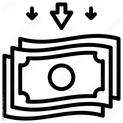 receive money icon vector with line style