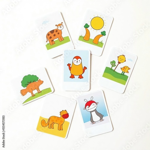 Animal matching game cards for toddlers and kids educational learning activity with cute cartoon illustrations