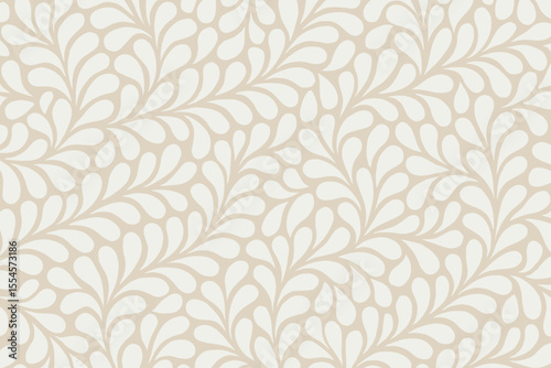 Stylish decorative abstract organic leaf and petal seamless repeating pattern design in neutral beige and cream colors perfect for elegant background textile and wallpaper print