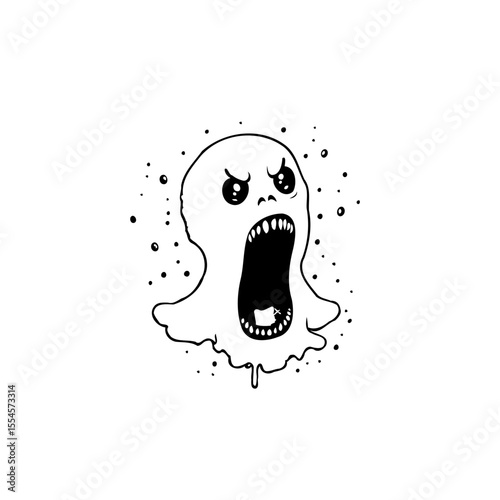 Cartoonish angry ghost illustration featuring a spooky yet fun design perfect for halloween themes