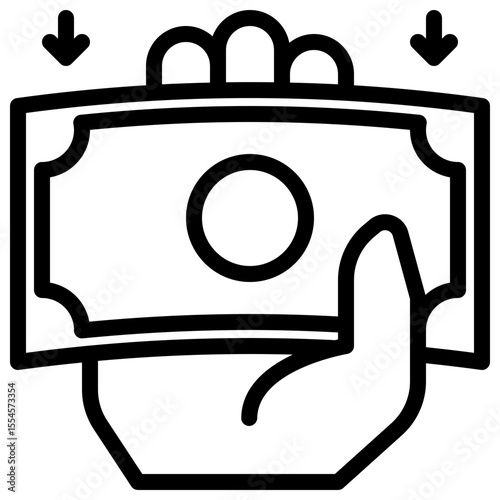 withdraw icon vector with line style