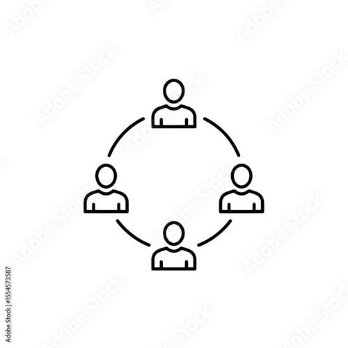 Dynamic circular human network icon illustrating concepts of interconnectedness collaborative interaction community building social relationships and effective group