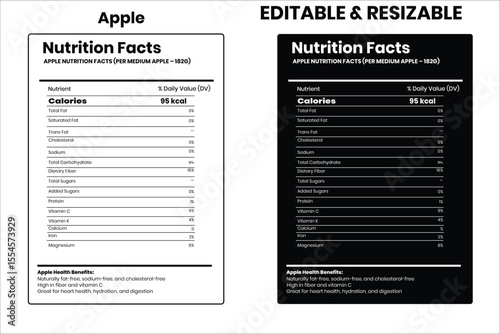 Apple nutrition facts, nutrition facts, food label, calorie chart, protein infographic, healthy eating, vitamin chart, editable template, diet plan, meal prep nutrition, food packaging label