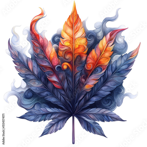 Intricate Leaf Design with Vibrant Colors