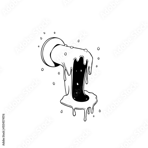 Abstract dripping design with unique black color composition illustration creating a visually striking contemporary artwork perfect