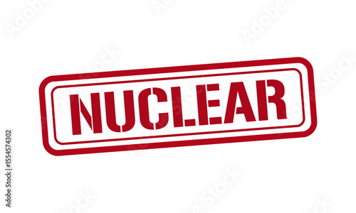 NUCLEAR red stamp text vector, rubber stamp