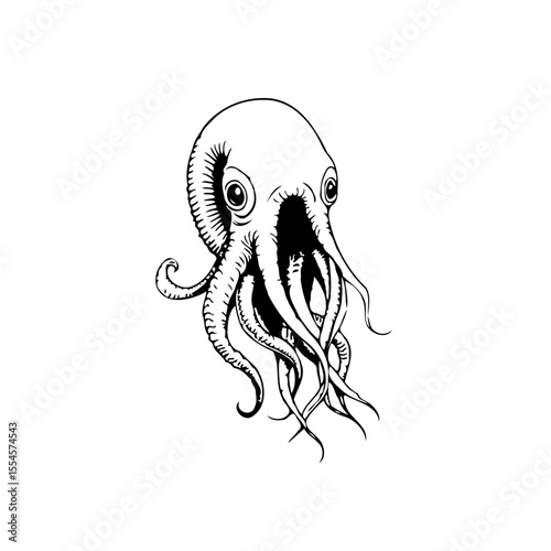 Elegant octopus illustration showcases intricate line work marine wildlife ocean life detailed drawing aquatic creature sea animal