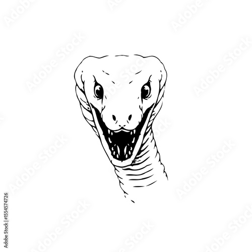 Striking snake portrait illustration showcasing a menacing stare with its distinctive head and menacing jaws