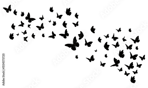 Butterfly silhouettes arranged in a flowing pattern, ideal for elegant backgrounds, natural designs, ethereal concepts, and various graphic elements and projects.
