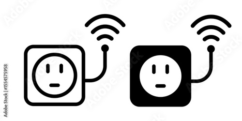 Smart Home Wireless Power Outlet Vector Icons, depicting smart technology, connectivity, automation, energy management, and intelligent electrical control systems.