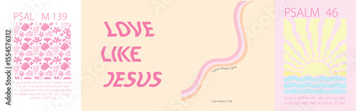 Pastel Christian Bible Verse Wall Art Bundle – Psalm Prints, Inspirational Scripture Posters. Faith, Hope, Love. Bible, religious vector quote.poster christian words

