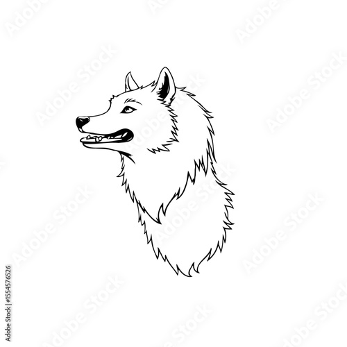 Elegant and majestic wolf head illustration a stunning wildlife animal with artistic depiction black and white