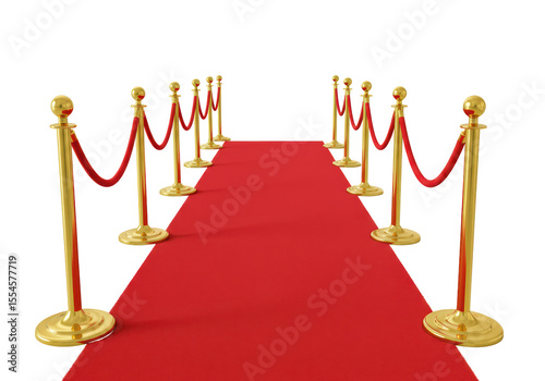 Isolated Red Carpet Event with Golden Stanchions