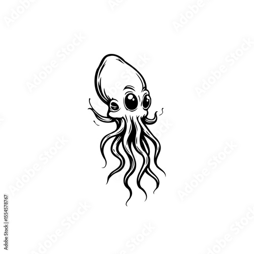 Whimsical octopus illustration on clean white background perfect for children's book sea character logo