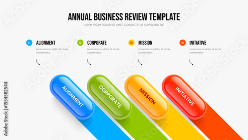 Corporate Portfolio Slideshow Layout Vector Illustration. Financial Growth Four Element Infographic Slide Design. Enterprise Visualization 4 Step Diagram Frame Template.