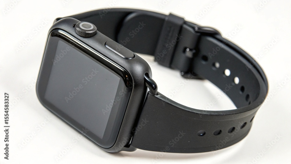 Sleek Black Smartwatch with Durable Silicone Strap Modern Timekeeping Sleek Black Smartwatch with Durable Silicone Strap Modern Timekeeping