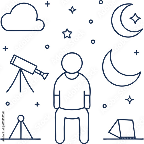 binocular and Mon icon set design  