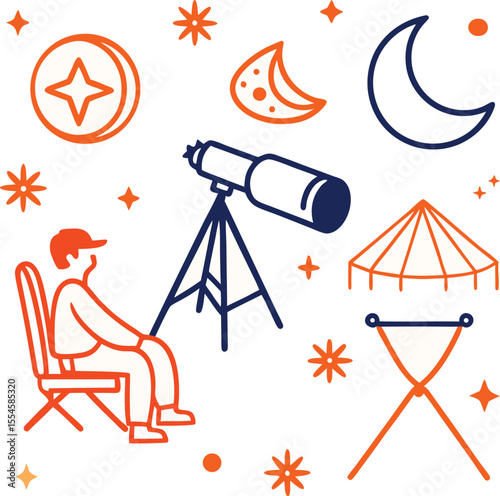 binocular and Mon icon set design  