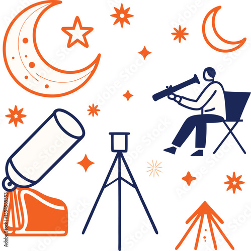binocular and Mon icon set design  