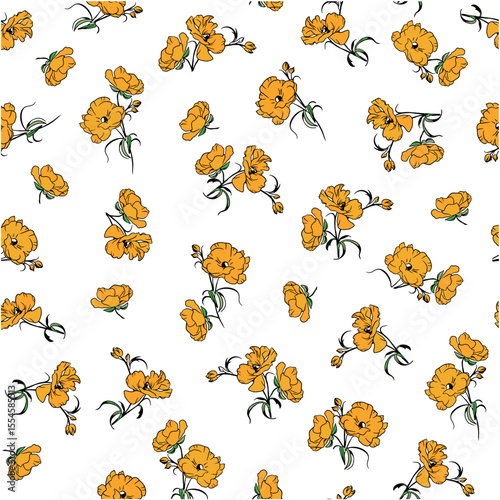 Seamless floral pattern, summer colors, wildflowers. Vector colorful floral pattern