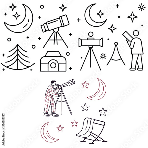 binocular and Mon icon set design  