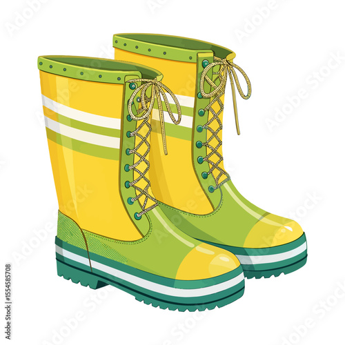 Stylish Rubber Boots for Rainy Days Vector Illustration Isolated