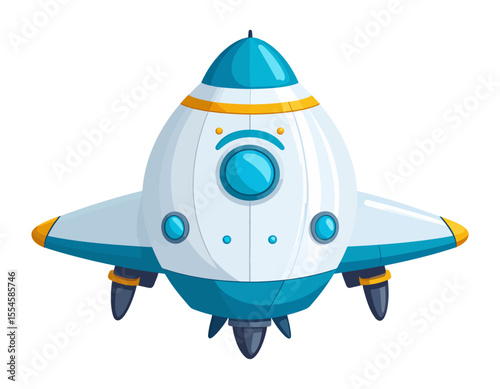 Futuristic Alien Space Craft UFO Vector Illustration Isolated. Sci-fi Space Shuttle Advanced Alien Technology