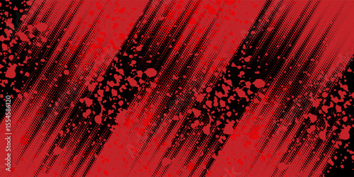 Halftone dots red and blue color pattern gradient grunge texture background. Dot pop art comic sport style vector illustration