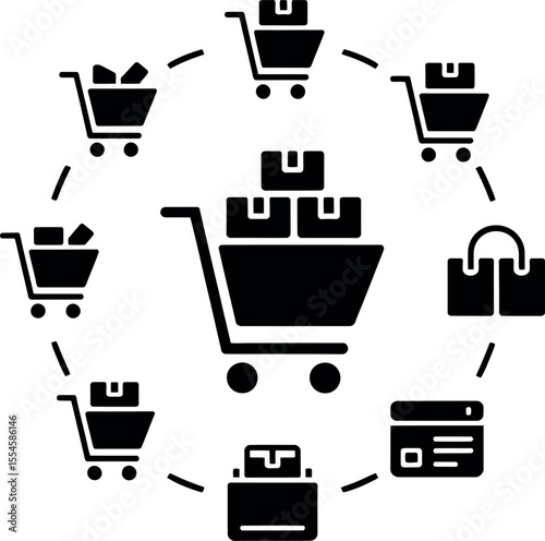 E-commerce and Shopping Icon Set – Online Store, Cart, Payment, and Delivery Symbols