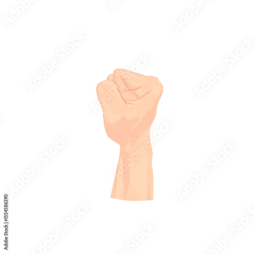 hands raised up with clenched fists without background