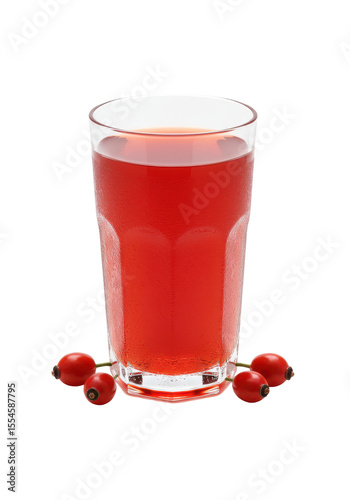 Wallpaper Mural Glass of red juice. Red berries rest near its base against the black background.  Delicious drink Torontodigital.ca