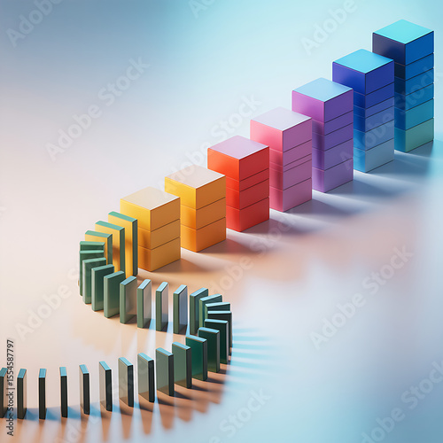 Wallpaper Mural Colorful domino blocks arranged in a gradient pattern and geometric shapes Torontodigital.ca