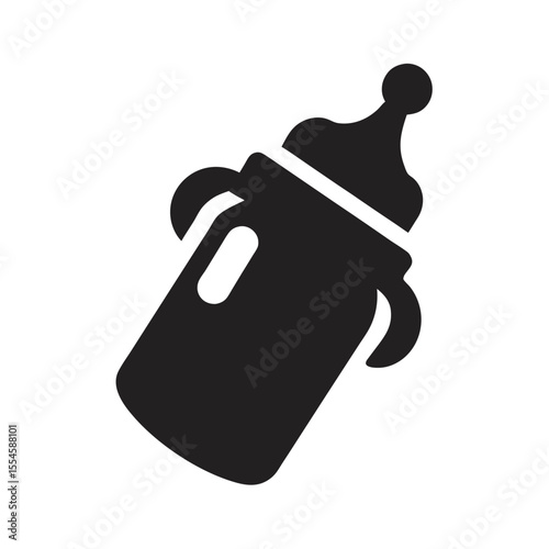 Baby Bottle Feeding Icon Silhouette Design