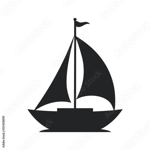 Ocean Travel Sailboat Silhouette Vector Art