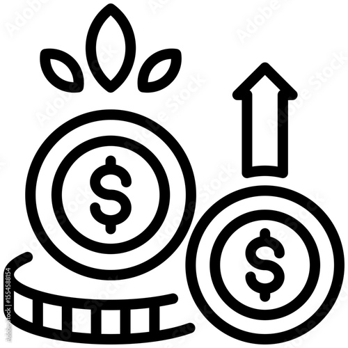 Money grow icon for business opportunities, business, website, application, printing, document, poster design, etc