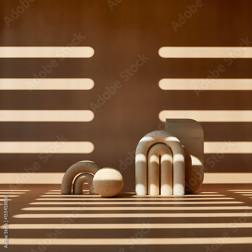 Wallpaper Mural Geometric shapes arranged in a still life with light and shadow patterns Torontodigital.ca