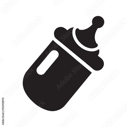 Baby Bottle Silhouette Feeding Icon Vector