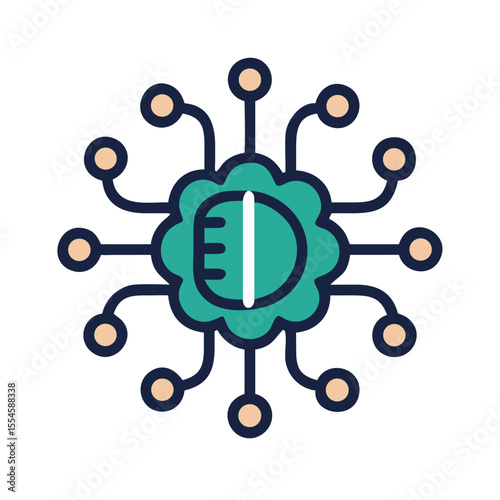 Vector art of artificial intelligence brain with data connection isolated on white background