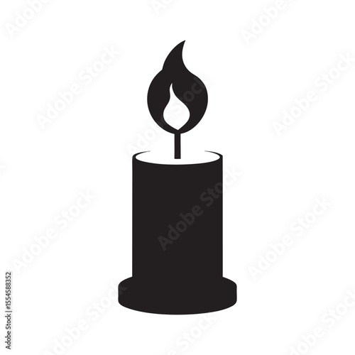 Minimal Candle Flame Silhouette Vector Art