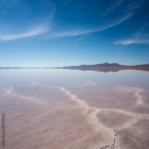 Wallpaper Mural Salt lake landscape reflecting the sky with cracked ground and calm water Torontodigital.ca