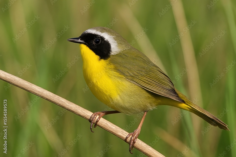 Obraz premium Vibrant yellow bird perched gracefully.