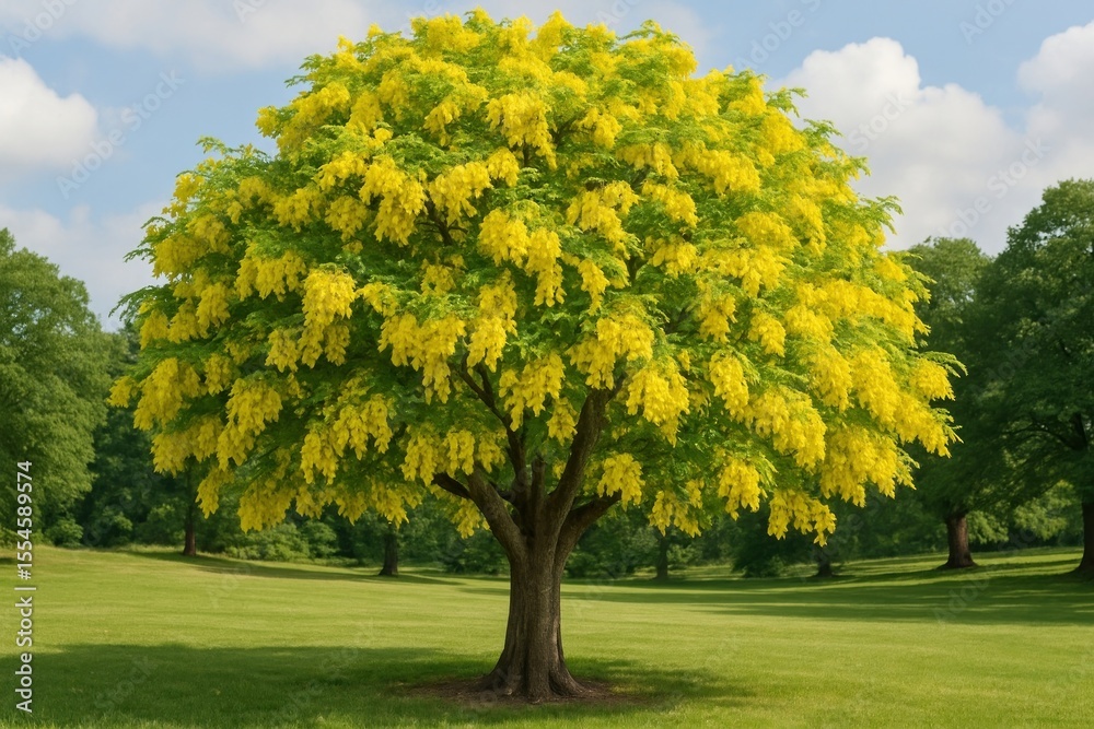 Fototapeta premium Vibrant yellow flowering tree