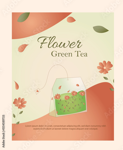 flower organic green tea bag