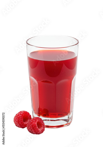 Wallpaper Mural Red berry juice in a glass beside two fresh raspberries on a white surface Torontodigital.ca