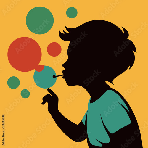 boy blowing bubbles